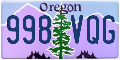 OR license plate 998VQG