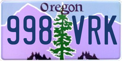 OR license plate 998VRK