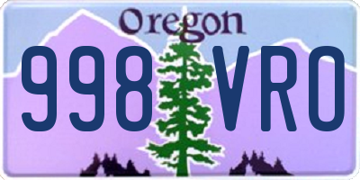 OR license plate 998VRO