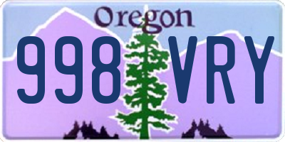 OR license plate 998VRY