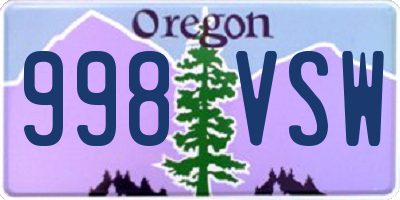 OR license plate 998VSW