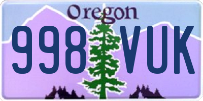 OR license plate 998VUK