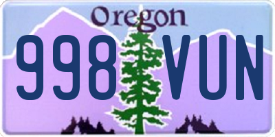 OR license plate 998VUN