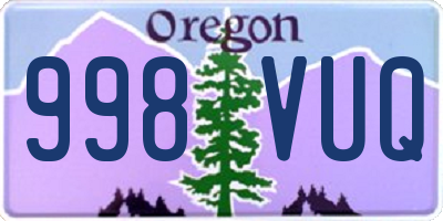 OR license plate 998VUQ