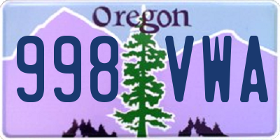 OR license plate 998VWA