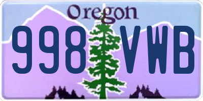 OR license plate 998VWB