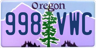 OR license plate 998VWC