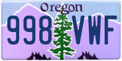 OR license plate 998VWF