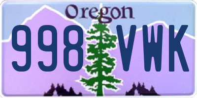 OR license plate 998VWK
