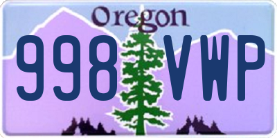 OR license plate 998VWP