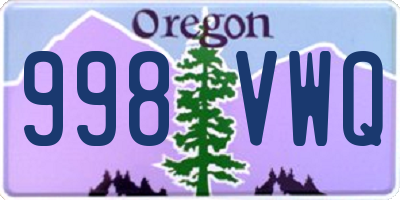 OR license plate 998VWQ