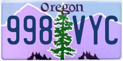 OR license plate 998VYC