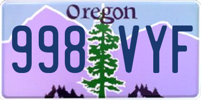 OR license plate 998VYF