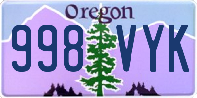 OR license plate 998VYK