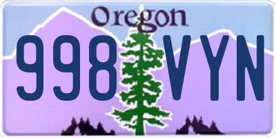 OR license plate 998VYN