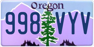 OR license plate 998VYV