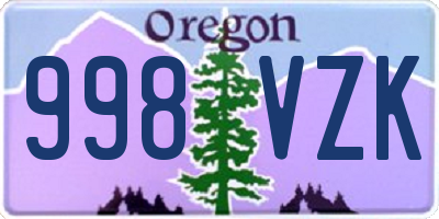 OR license plate 998VZK