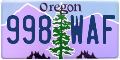 OR license plate 998WAF