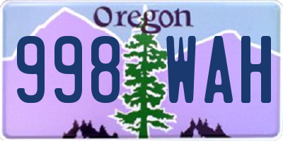 OR license plate 998WAH