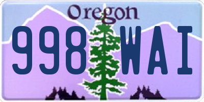 OR license plate 998WAI