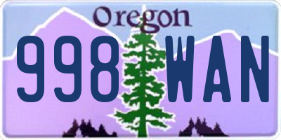 OR license plate 998WAN