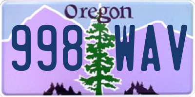OR license plate 998WAV