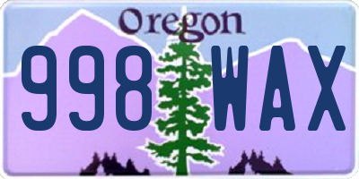 OR license plate 998WAX