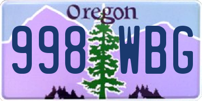 OR license plate 998WBG