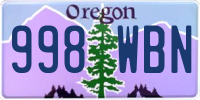 OR license plate 998WBN