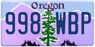 OR license plate 998WBP