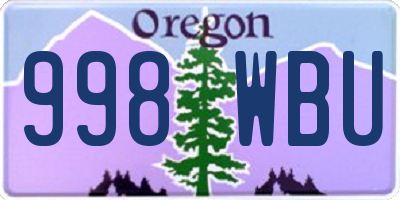 OR license plate 998WBU