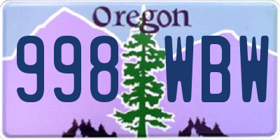 OR license plate 998WBW