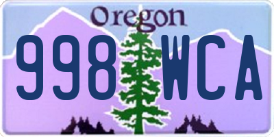 OR license plate 998WCA