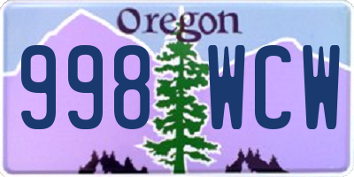 OR license plate 998WCW