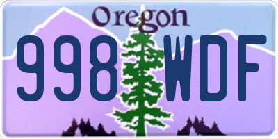 OR license plate 998WDF