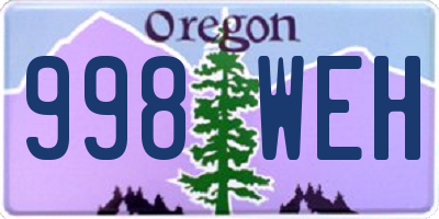 OR license plate 998WEH