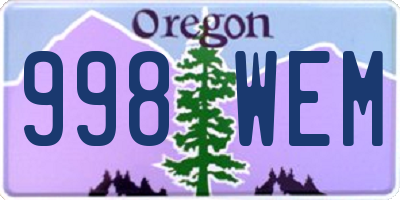 OR license plate 998WEM