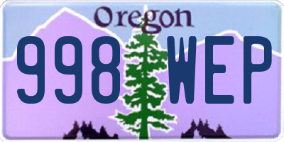 OR license plate 998WEP