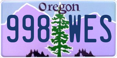 OR license plate 998WES