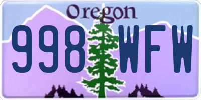 OR license plate 998WFW
