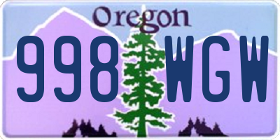 OR license plate 998WGW