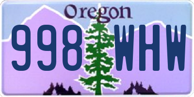 OR license plate 998WHW