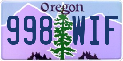 OR license plate 998WIF