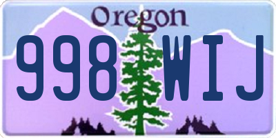 OR license plate 998WIJ