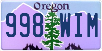 OR license plate 998WIM