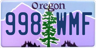 OR license plate 998WMF