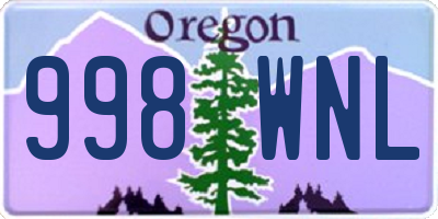 OR license plate 998WNL