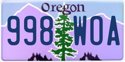 OR license plate 998WOA