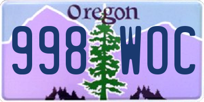 OR license plate 998WOC