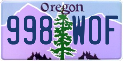 OR license plate 998WOF